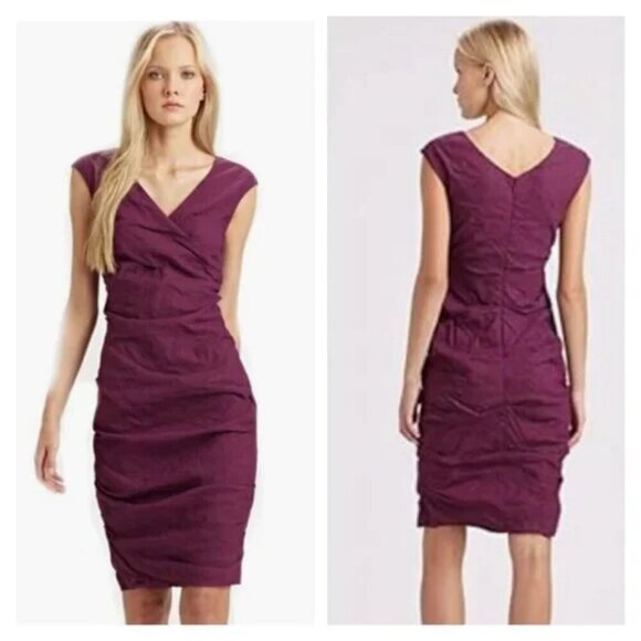 Eileen Fisher Cotton Steel Stitch Cocktail Sleeveless Sheath Dress - Picture 1 of 5